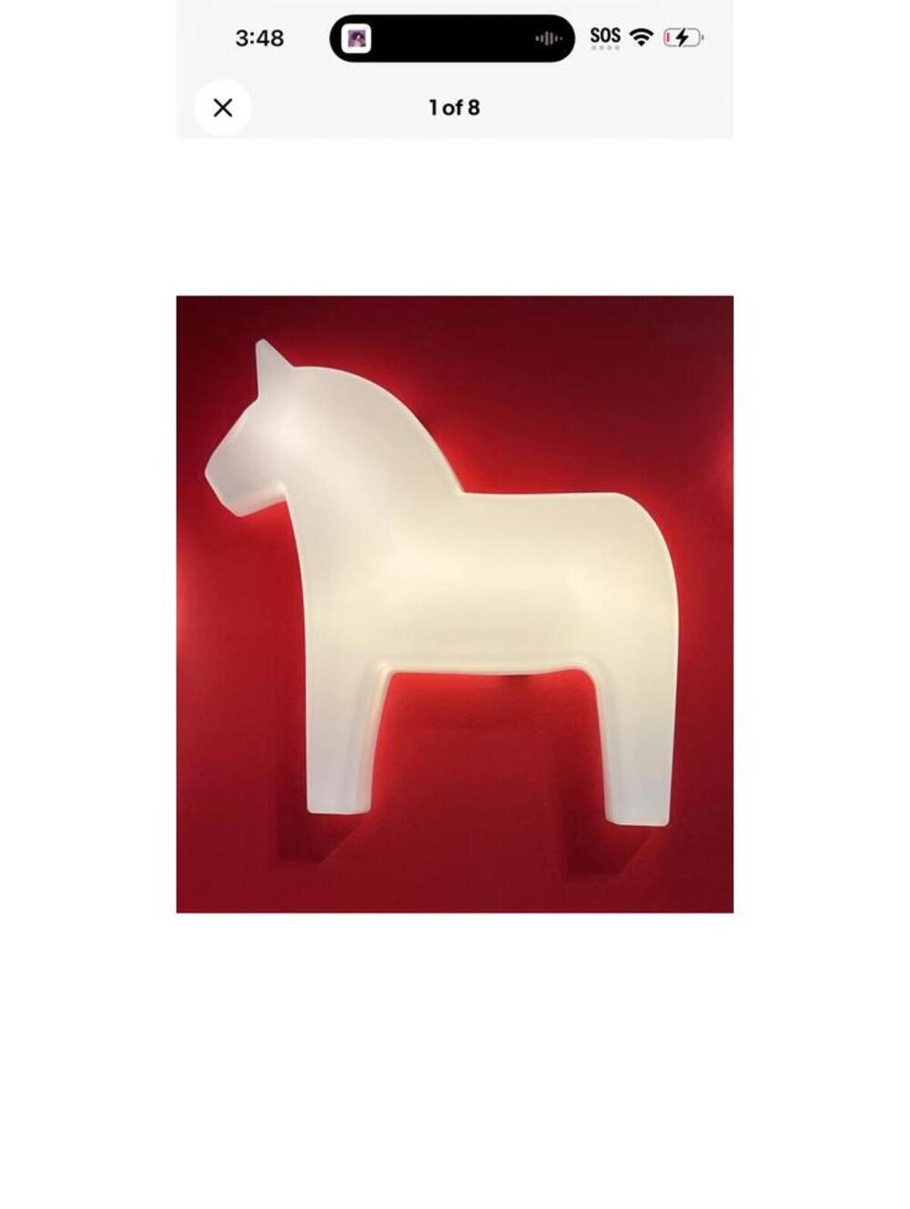 Ikea HASTHAGE Kids LED wall lamp, Dala Horse white 10x 10x2" NEW HÄSTHAGE